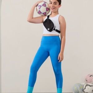 Athleta Girl High Rise Stash Your Treasure Blue Leggings (L/12) NWT